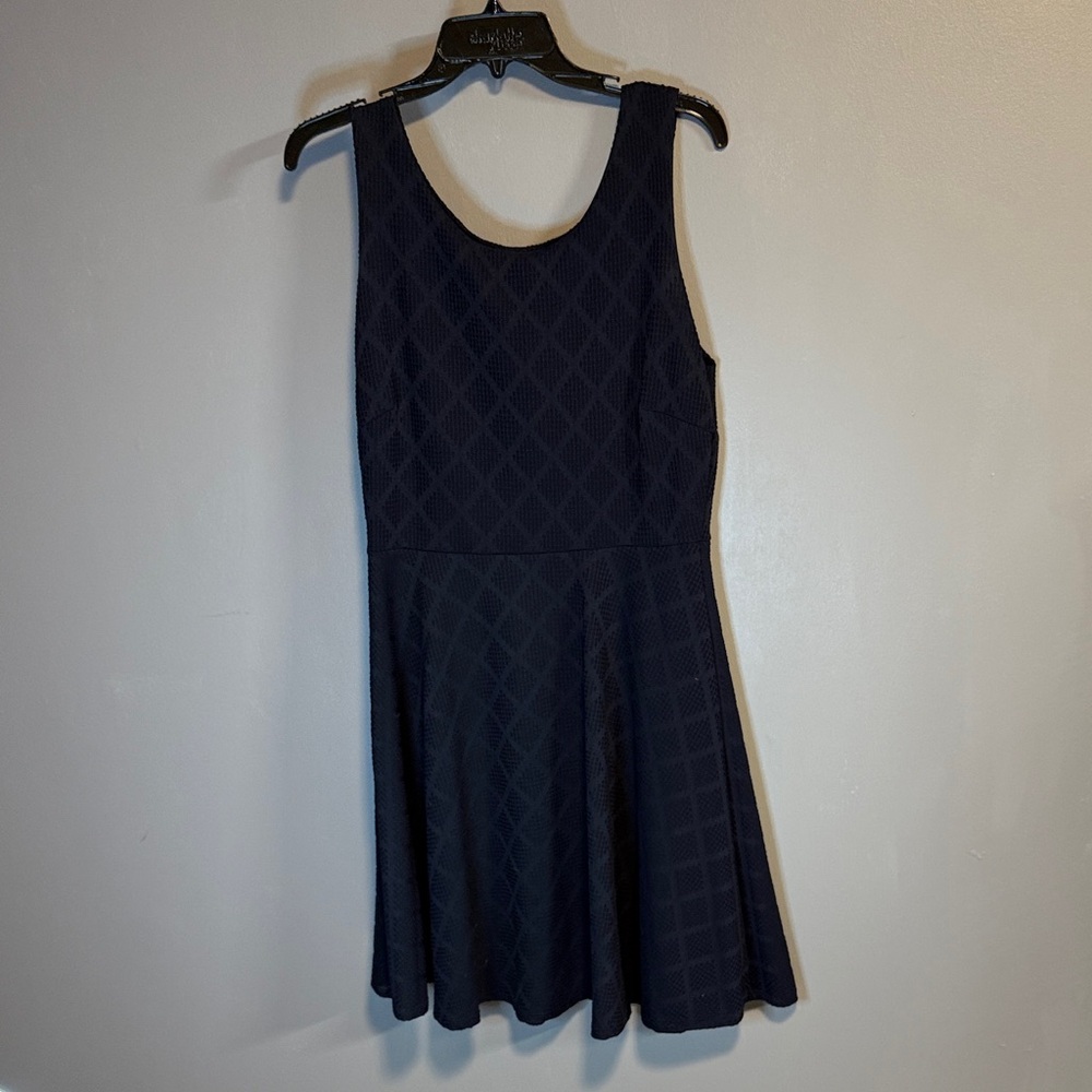 Le Lis Navy Blue Textured Mini Dress